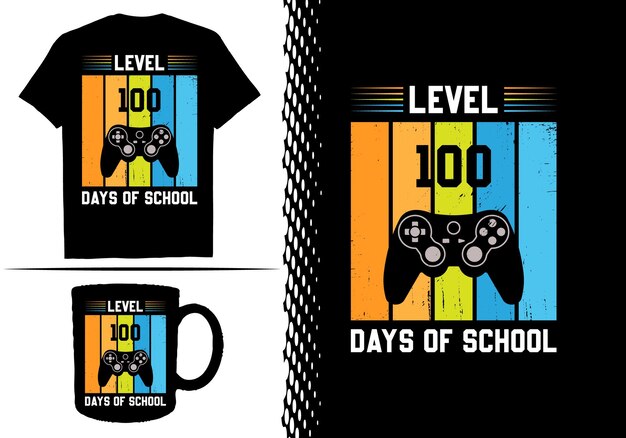 100 days of school t-shirt-design mit schulelementen oder handgezeichnetem typografie-shirt