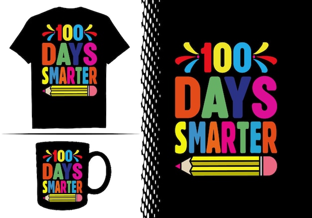 100 days of school t-shirt-design mit schulelementen oder handgezeichnetem typografie-shirt