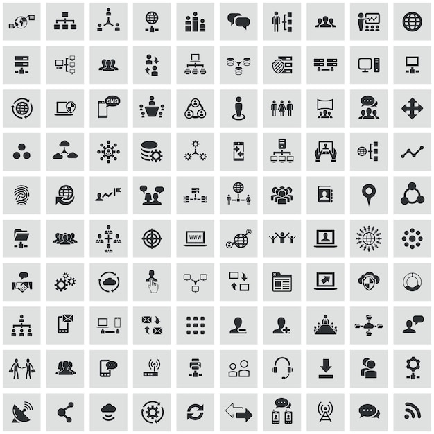 100 Netzwerk-Ikonen universeller Satz