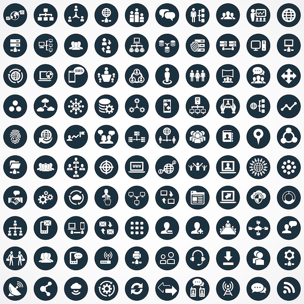 100 Netzwerk-Ikonen universeller Satz