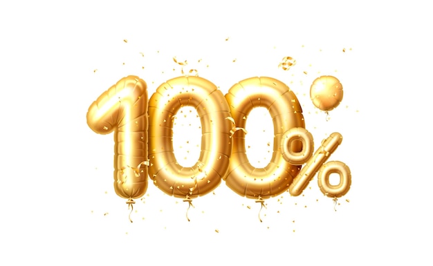 100 rabatt ballons rabatt verkauf ballon in form einer ziffer goldenen konfetti vektor
