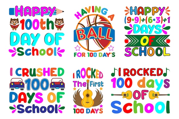 100 tage schul-t-shirt-bundle 100 tage schul-t-shirt-design