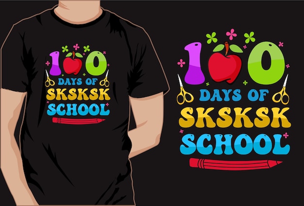 Vektor 100 tage schulfarbenes t-shirt-vektordesign