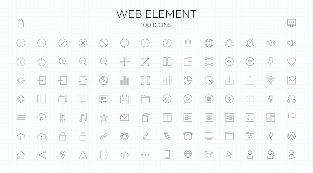 100 Web-Element-Symbole