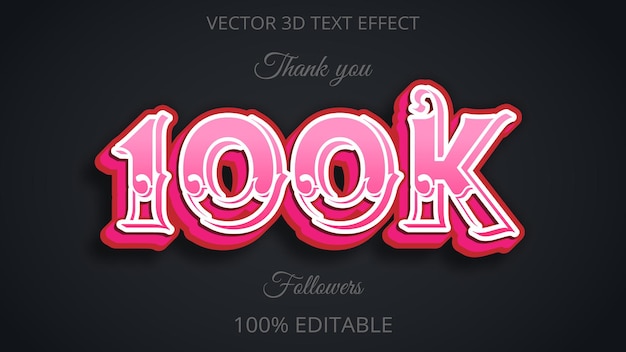 100k 3D-Texteffekt rosa Farbe