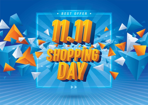 1111 shopping day sale banner vorlage design abstrakt dreieck rabatt-etikett verkaufsförderung poster