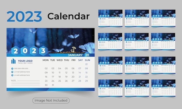 12-seitige tischkalender-vorlage designwoche beginnt am montag