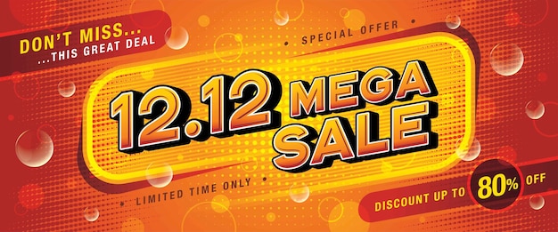 1212 shopping day mega sale banner vorlage sonderangebot rabatt abstrakte rote blase web header