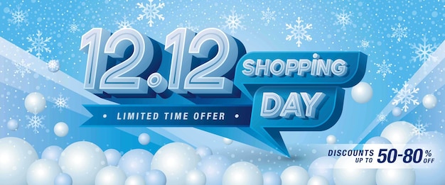1212 shopping day sale banner vorlage sonderangebot rabatt abstrakter schnee kalt web-header-design