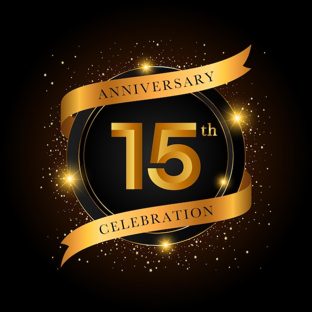15. Jubiläumsfeier Goldenes Jubiläumsfeier Vorlagendesign Vektorillustrationen
