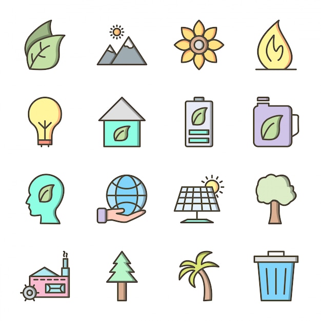 16 icon set von eco für den persönlichen und kommerziellen gebrauch