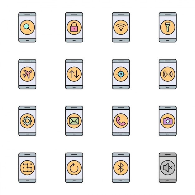 16 icon set von mobilen apps für den persönlichen und kommerziellen gebrauch