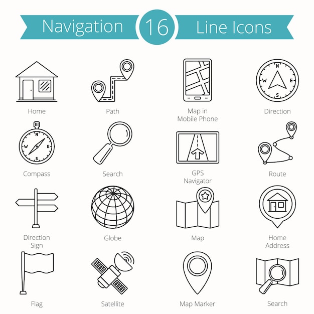 16 Navigationszeilen-Symbole