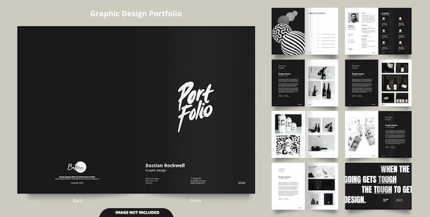Vektor 16 seiten minimalistisches schwarzes portfolio-design