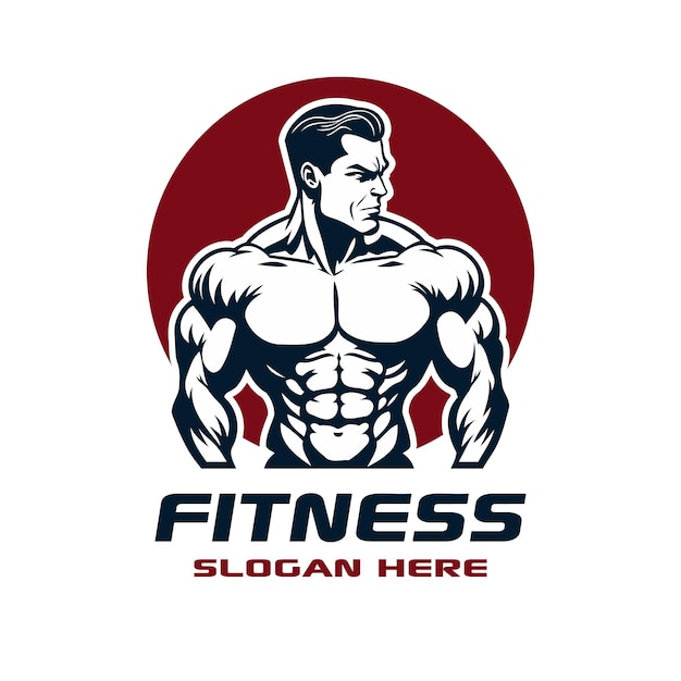 2-farbige fitness-studio-logo-vorlage für männlichen bodybuilder
