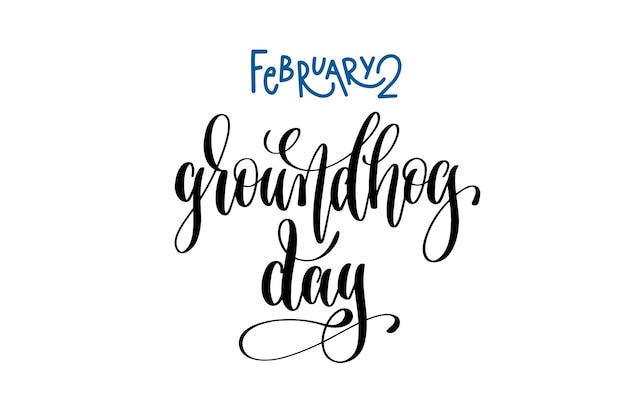 2. februar - grußtiertag - handschriftzug inschrift text, kalligrafie vektorillustration