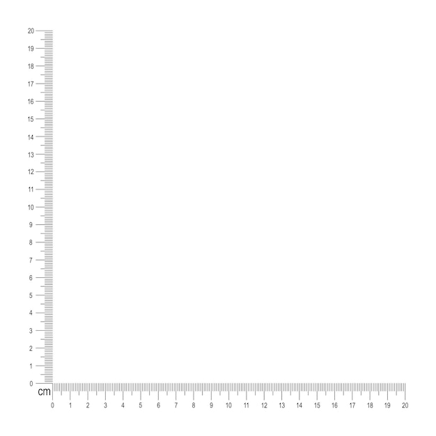 20 cm ecklinealschablone. messwerkzeug mit vertikalen und horizontalen linien mit zentimetern