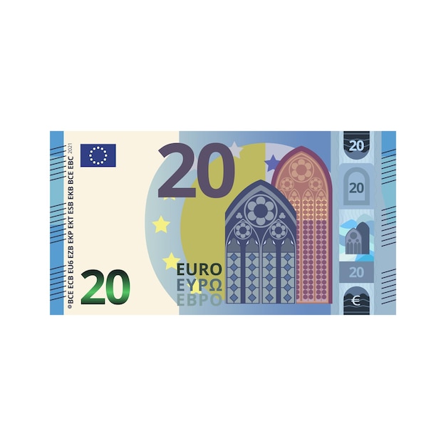 20-euro-geldbanknote cartoon-vektor-illustration isoliertes objekt