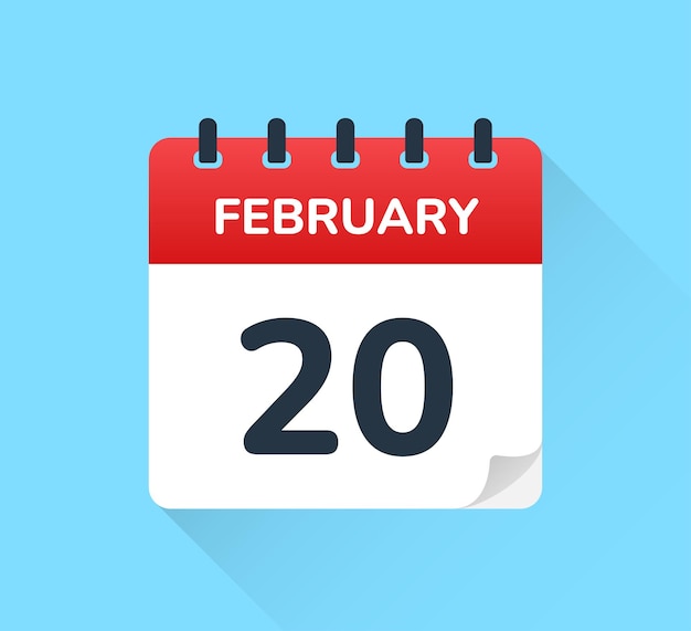 20. februar datum auf kalendervektorsymbol.