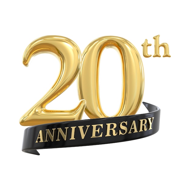 20-jähriges goldenes 3D-Design