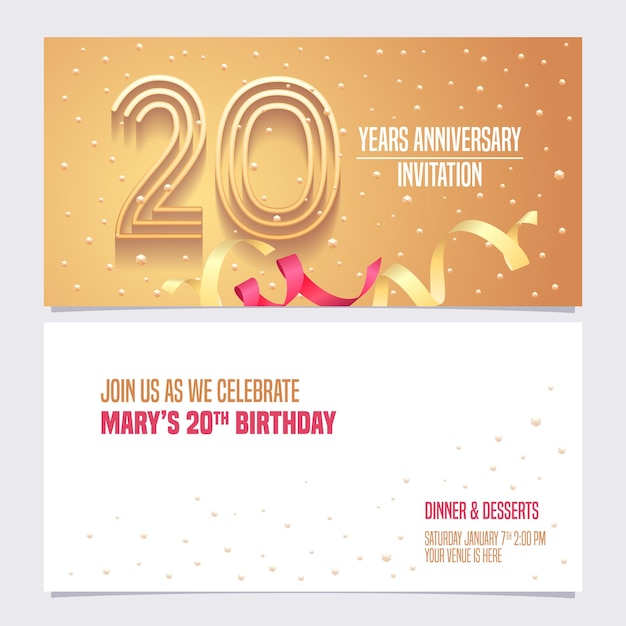 20 jahre jubiläum einladung illustration design