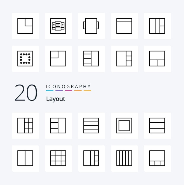 20 Layout-Liniensymbol Pack wie Layout-Layout-Layout-Scale-Grid-Layout