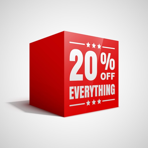 20 Prozent Rabatt auf alles im Sale Red Cube