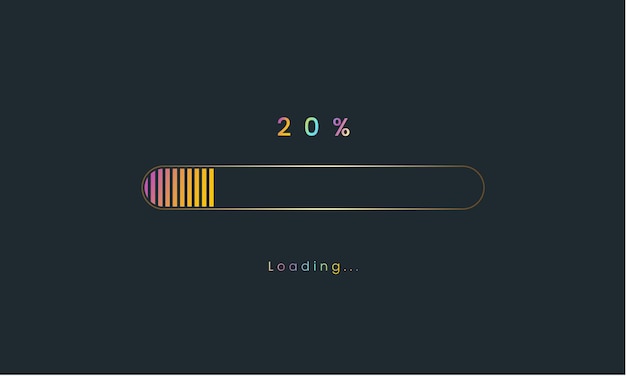 20 Prozent Regenbogen-Download-Balken Ladebalken-Banner für Benutzeroberfläche bunt Futuristisch.