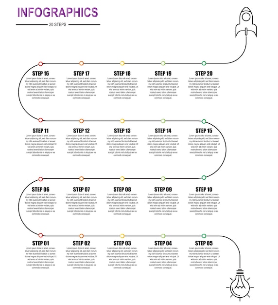 20 Schritte Zeitleiste-Infografik
