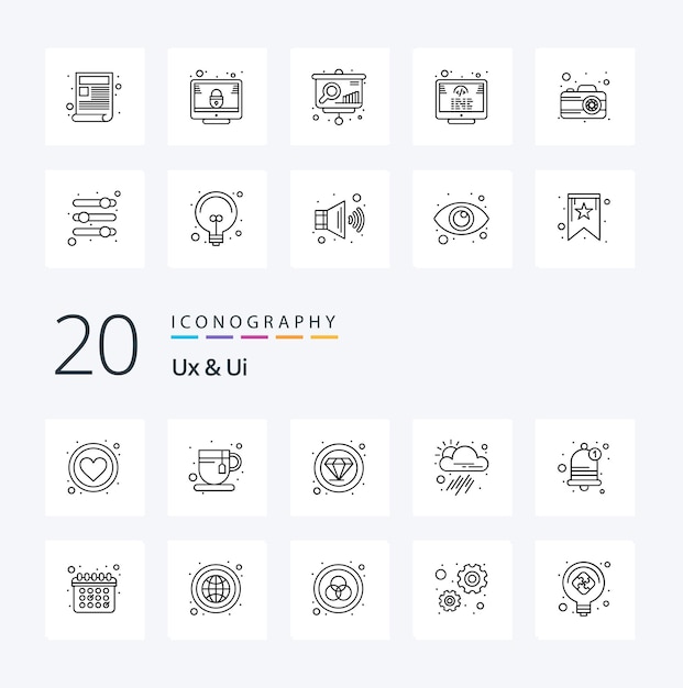 20 Ux und Ui Line Icon Pack wie die Bell Weather Premium Tool App