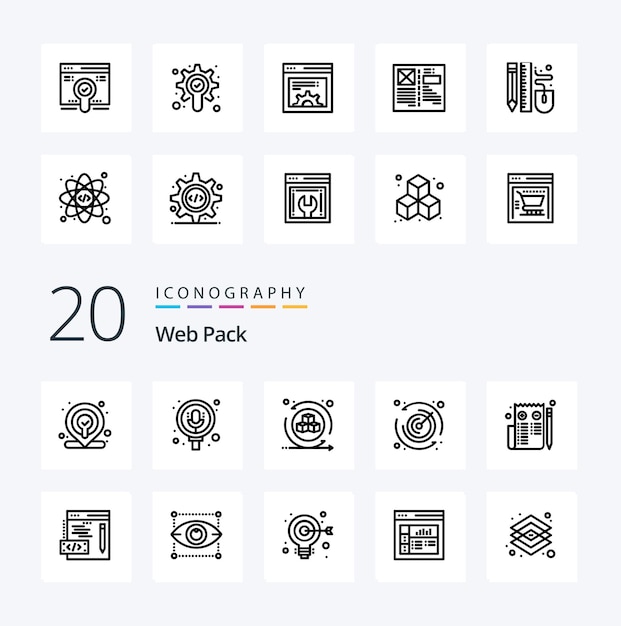 20 Web Pack Zeilensymbol Packen wie Codierungsseite interaktiv d Timer bearbeiten
