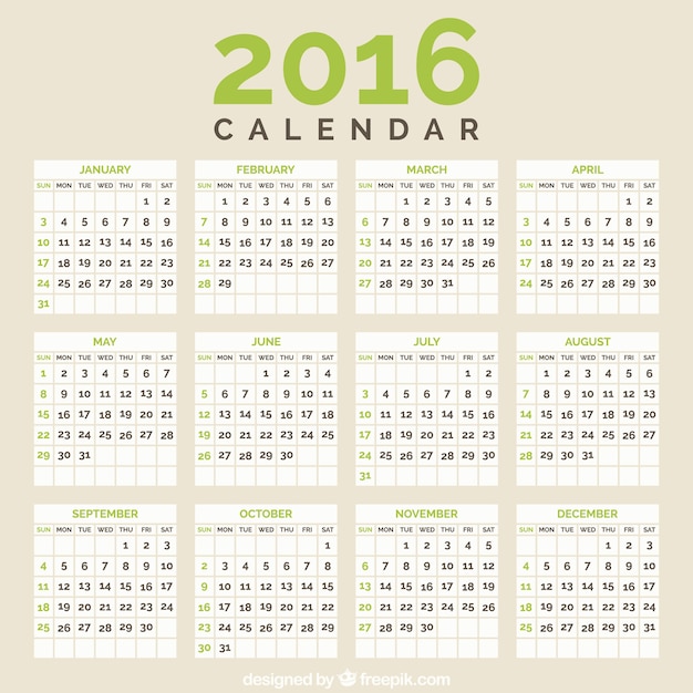 2016 calendar