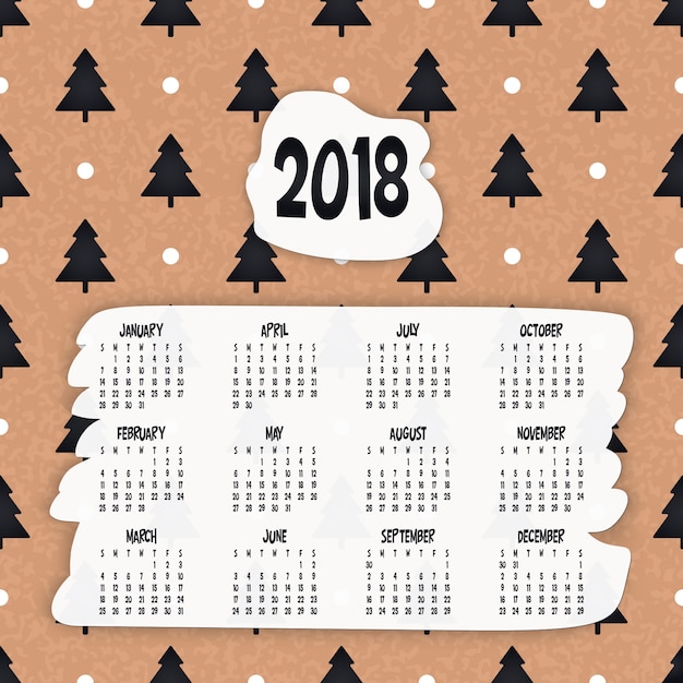 2018 kalender. es kann für web oder print verwendet werden.