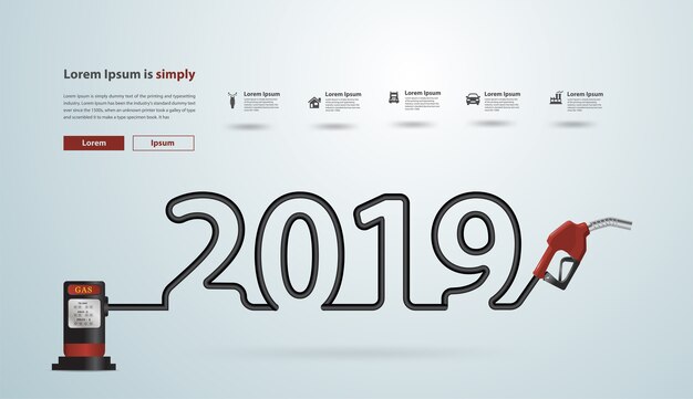 2019 neues jahr mit benzinpumpendüse kreatives design