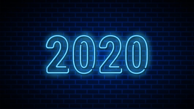 2020 Neujahr Text Design-Vorlage.