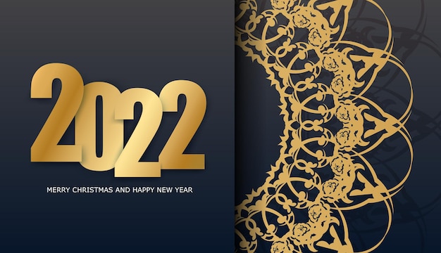 2022 broschüre frohes neues jahr schwarz mit vintage gold ornament