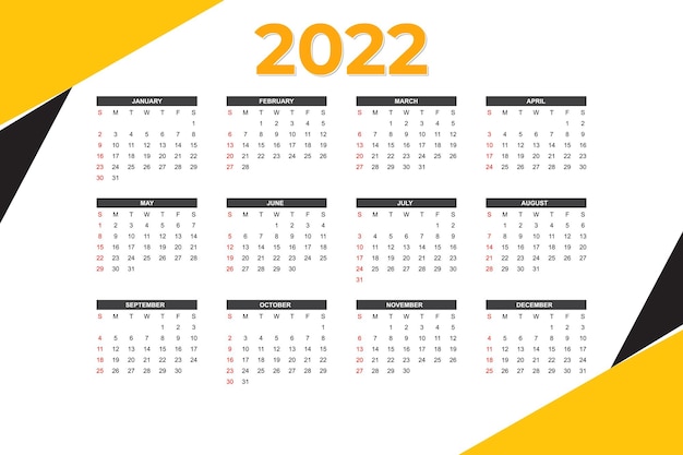 2022 einfache moderne kalendervorlage