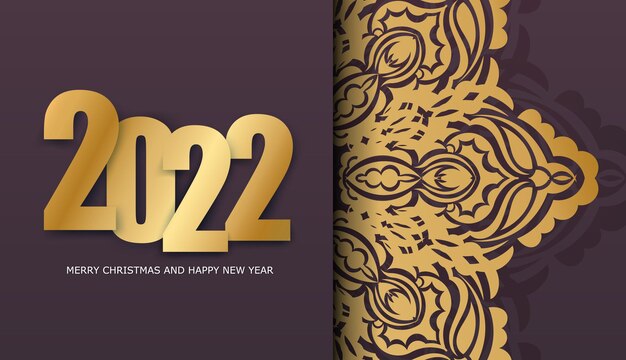 2022 frohe weihnachten burgunder flyer mit luxuriösen goldornamenten