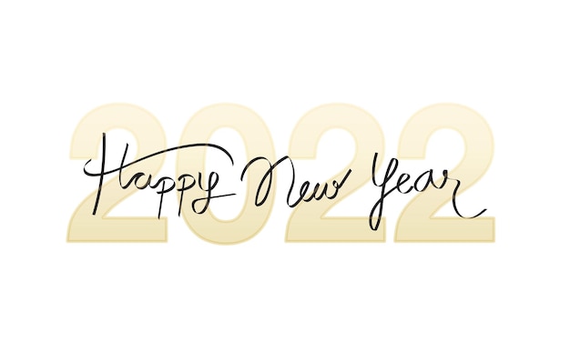 2022 Frohes neues Jahr-Logo-Hintergrund mit Skripttext-Handbeschriftung auf weißem Hintergrund, minimaler Stil. Vektor-Illustration. Designvorlage Feier Typografie Poster, Banner oder Grußkarte.