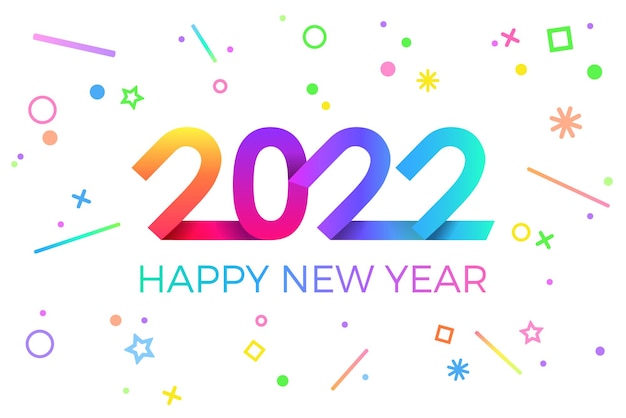 2022 Frohes neues Jahr. Papiermemphis geometrischer Stil für Feiertagsflieger und Frohes neues Jahr-Karten.
