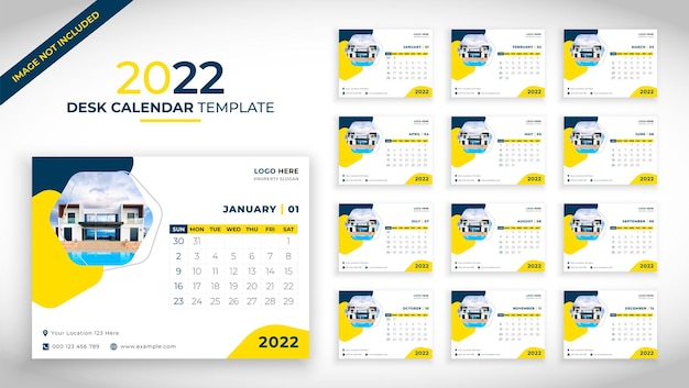 Vektor 2022 tischkalendervorlage
