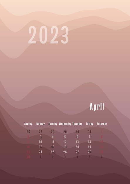 2023 april vertikaler kalender jeden monat separat monatlich 