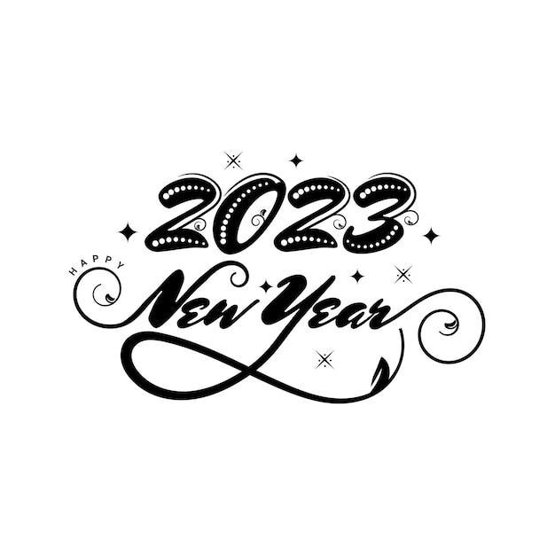 Vektor 2023 frohes neues jahr schriftzug vintage floralen stil