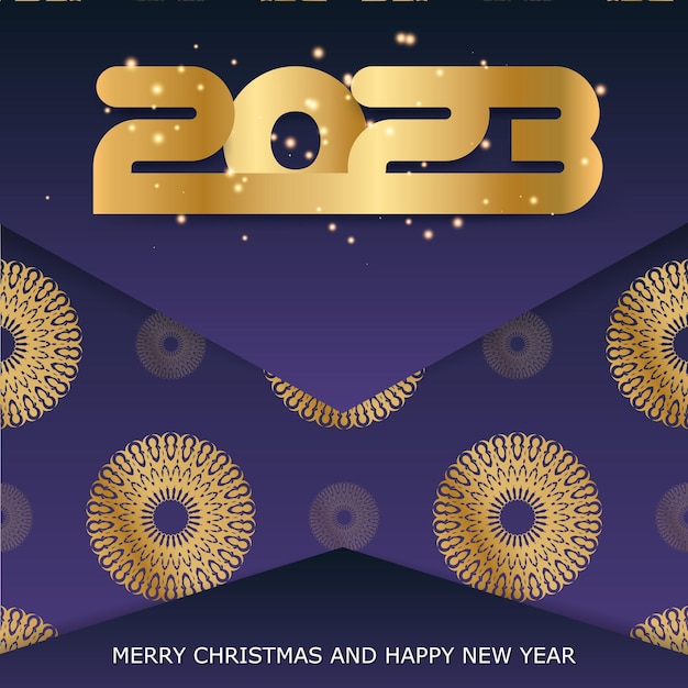 2023 frohes neues urlaubsplakat goldenes muster auf blau