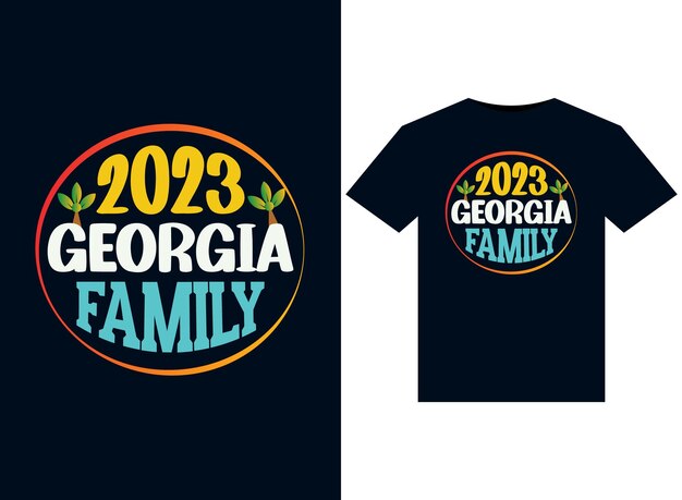 Vektor 2023 georgia family illustrationen für druckfertiges t-shirt-design