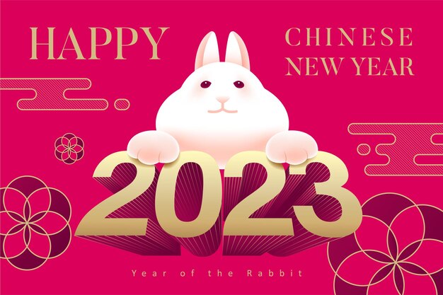 2023 Happy New Year Poster Set Das Jahr des Kaninchens Happy Chinese New Year für Banner, Poster, Karte, Kalenderumschlag