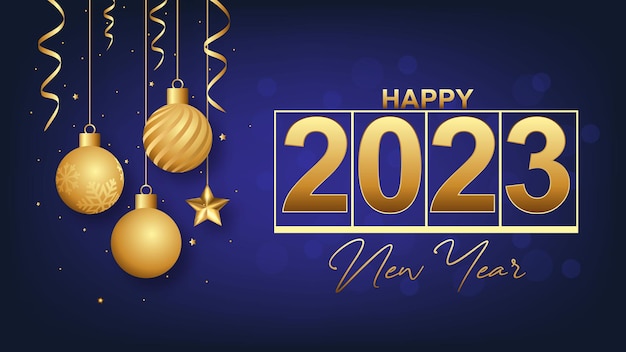 2023 happy new year social media post oder werbevorlage mit weihnachtsdekoration