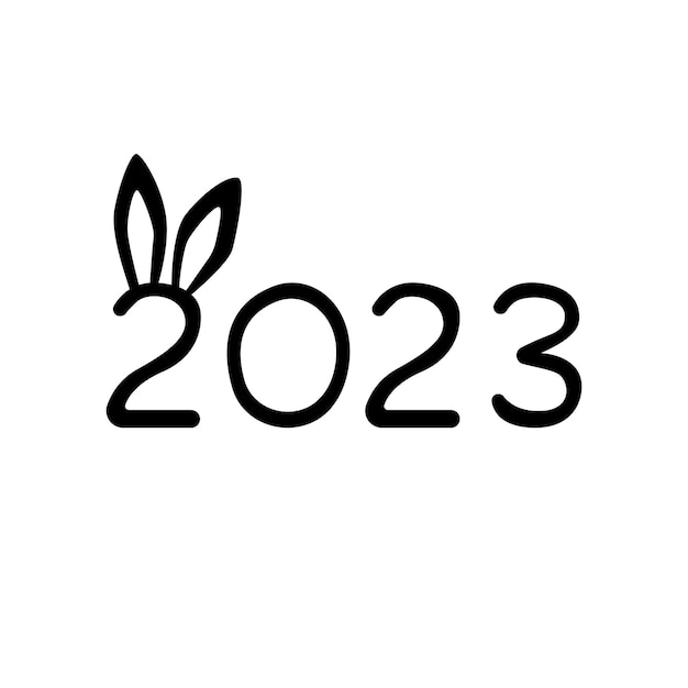 Vektor 2023-jähriges kaninchensymbol chinesisches neujahrskaninchen sternzeichen handgezeichnet isoliert auf weißem hintergrund