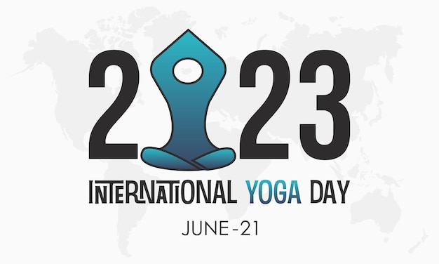 2023 Konzept Internationaler Yoga-Tag, gesunde Fitness mit Vektor-Banner-Vorlage für Trainingsmedikamente