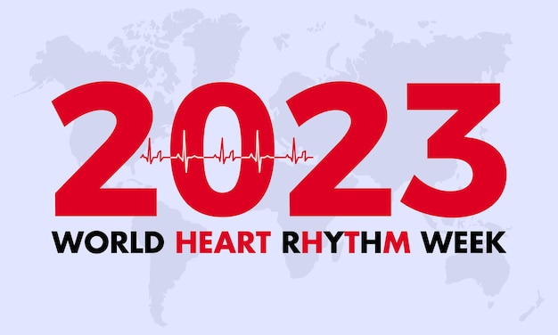 2023 Konzept Welt-Herz-Rhythmus-Woche, Vektor-Illustrationsvorlage Banner zum Thema Herzpuls-Diagnose